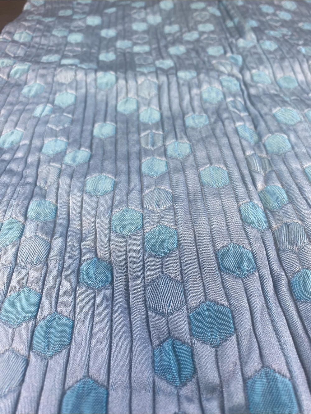 VTG 1960’s ILGWU Union Made Mid Century Light Blue Geometric Midi Dress-Details - Picture 7 of 9